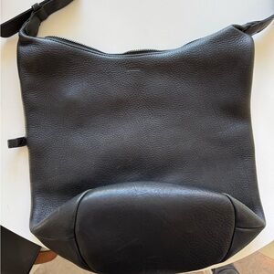 BAGGU black leather bucket bag